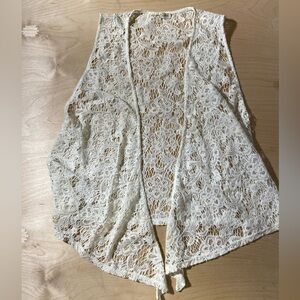 California Gypsy White Lace Sleeveless Cardigan XL (NS)